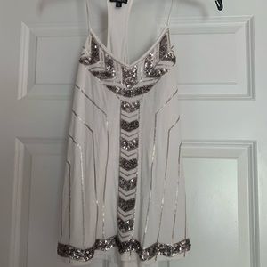 Express sequin white tank top